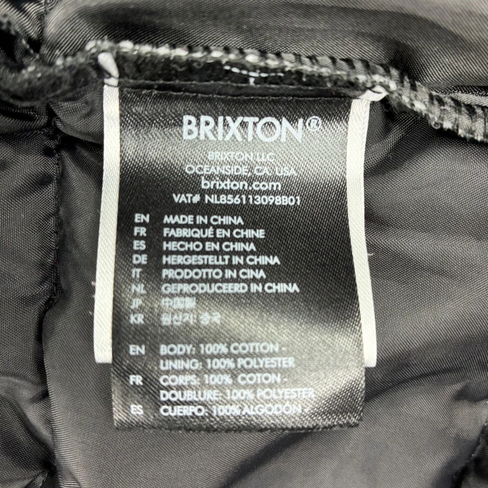 Brixton Mens Quilted Shirt Jacket Corduroy Collar Snap Front Black Large